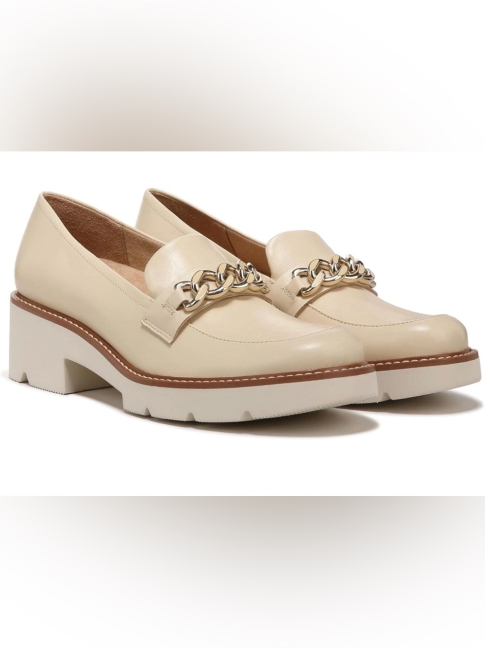 Naturalizer Womens Desi Chain Detail Platform Lug Sole Heeled Loafer Size 9M NEW